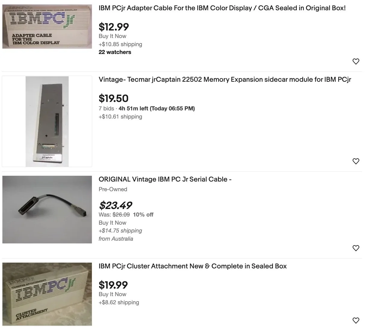 PCjr parts available on eBay