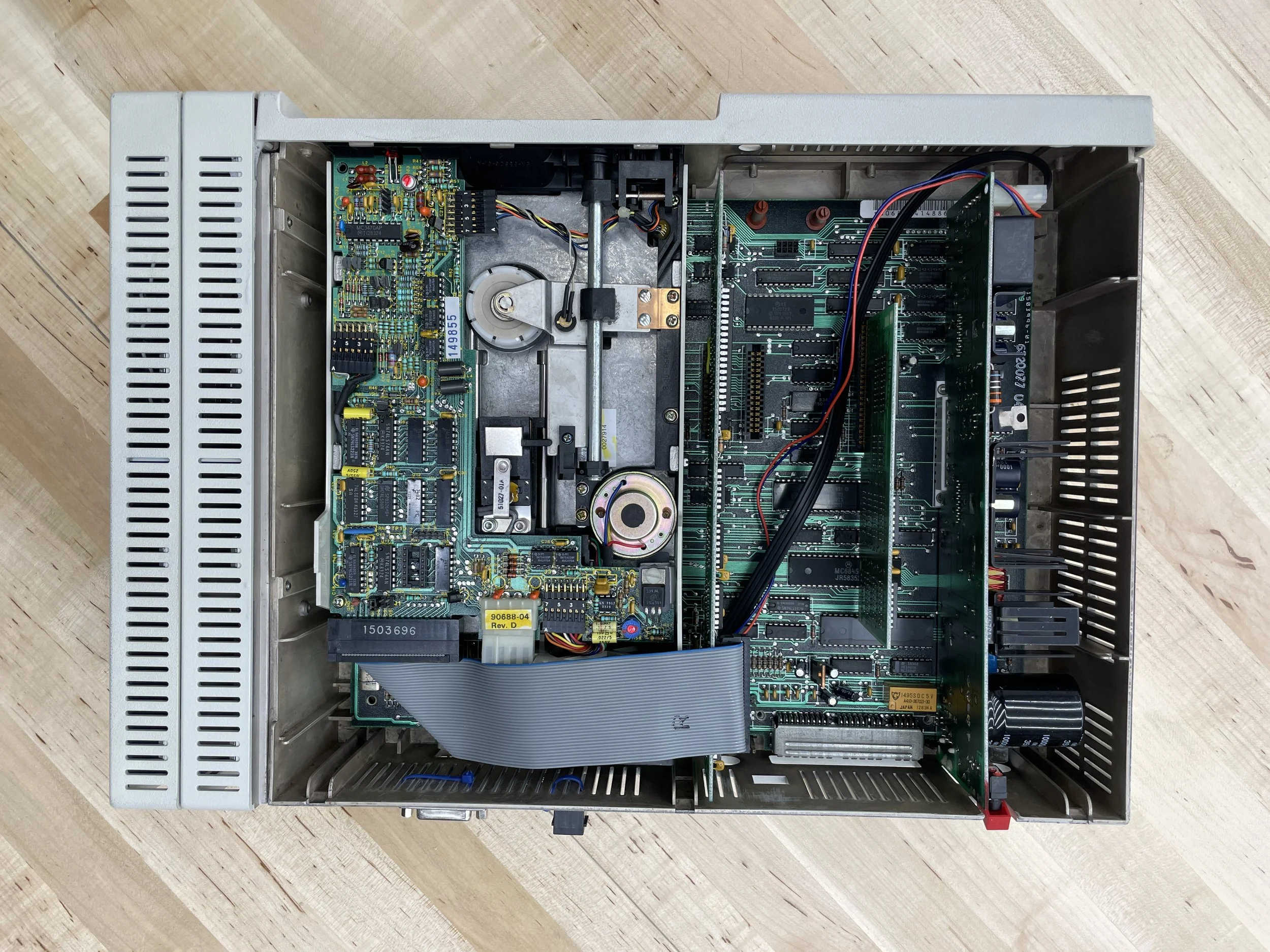 PCjr with cover removed showing internals