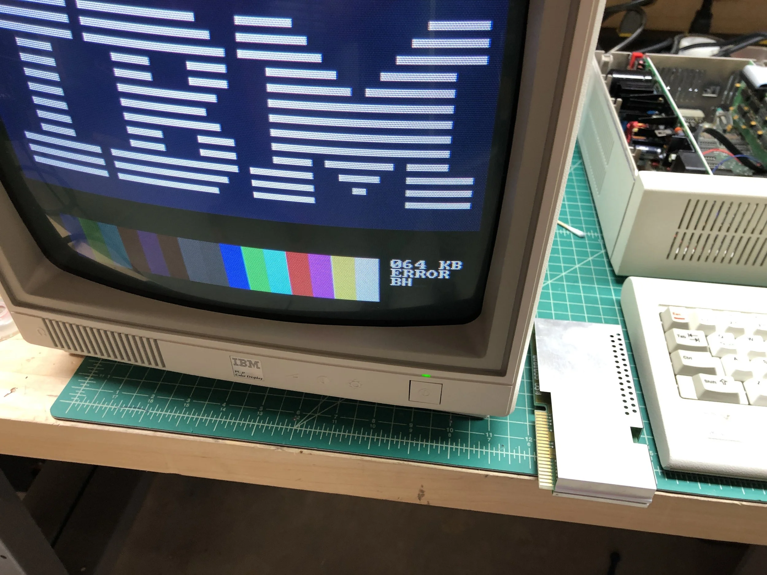 PCjr boot screen showing error codes