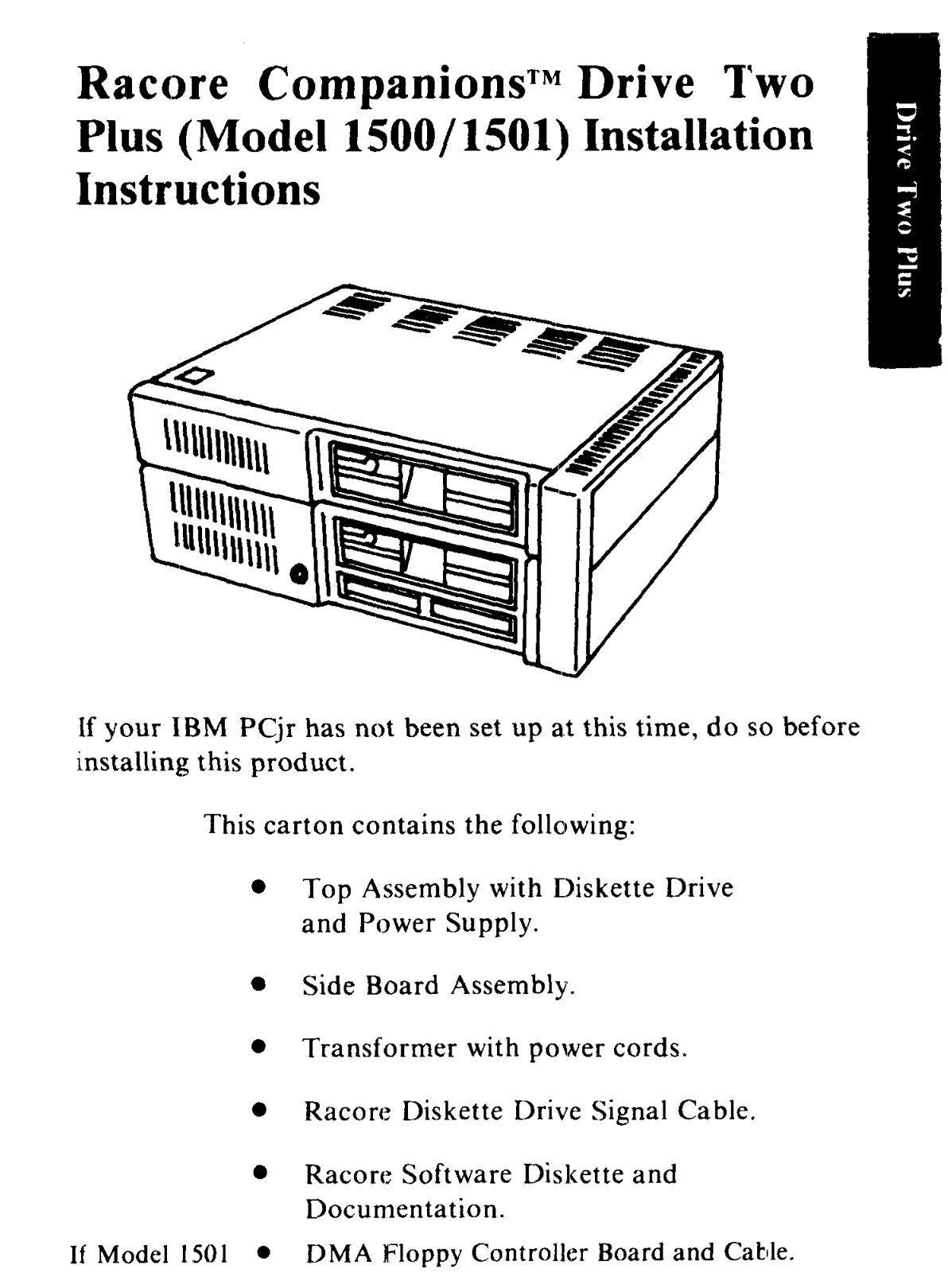 Racore Drive Two Plus installation instructions