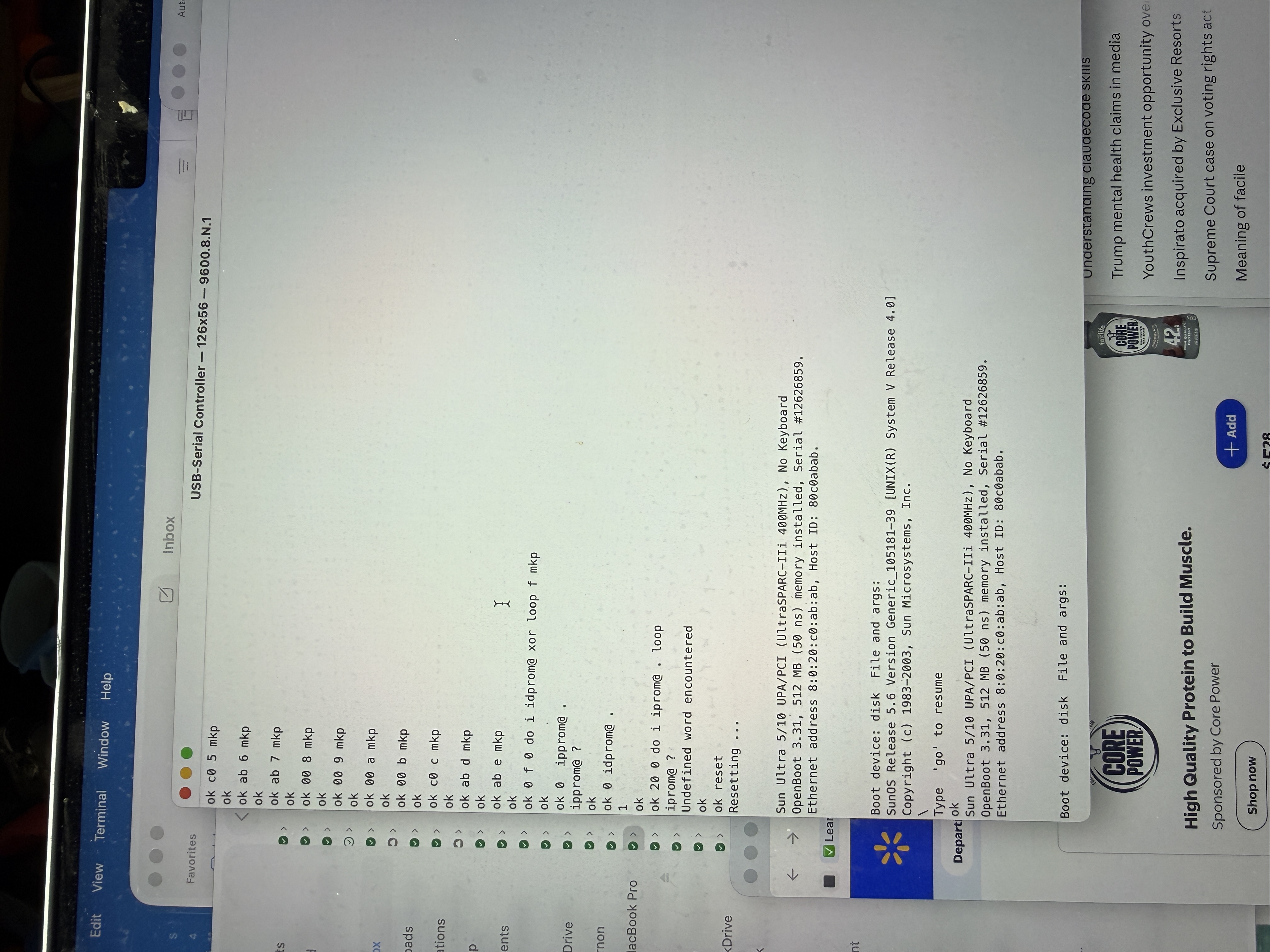 IDPROM programming and successful boot via serial console